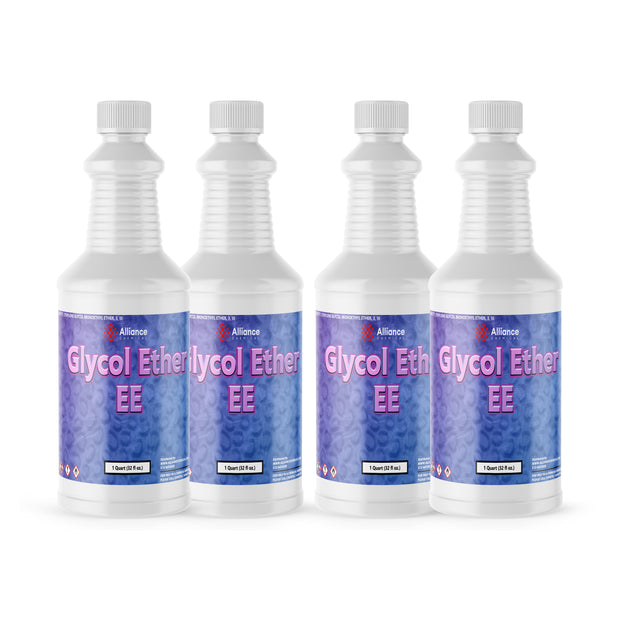 4x1-quart plastic bottles of Glycol Ether EE industrial solvent by Alliance Chemical