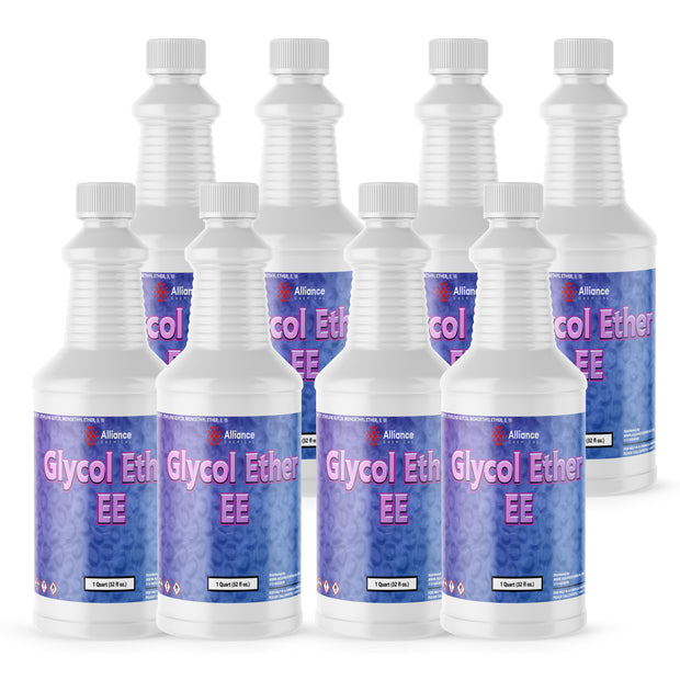 Alliance Chemical 8x1-quart bottles of Glycol Ether EE solvent in HDPE containers sealed caps