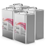 4x1-quart cans of technical-grade hexane solvent in silver metal containers Alliance Chemical industrial packaging