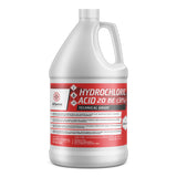 One-gallon HDPE container of 31% Hydrochloric Acid (20 BE) Technical Grade red safety labeling, and Alliance Chemical
