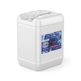 One 5-gallon HDPE jug of Alliance Chemical Hydrogen Peroxide 10% Technical Grade with a white screw cap, integrated handle...