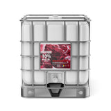 Alliance Chemical 275-gallon plastic tote of Hydrogen Peroxide 10% ACS Grade with a metal cage and a white cap.