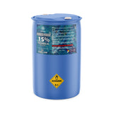 55-gallon blue drum of 15% Technical Grade Hydrogen Peroxide with Alliance Chemical branding, DOT oxidizer 5.1 warning