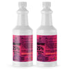 1-quart bottles of 25% Technical Grade Hydrogen Peroxide in white HDPE containers with pink labels, NFPA diamond hazard symbols, and childproof caps.