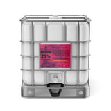 Alliance Chemical Hydrogen Peroxide 25% Technical Grade 275-gallon plastic tote with a steel cage and label.