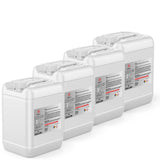 Four 5-gallon HDPE jugs of Alliance Chemical Hydrogen Peroxide 3% Technical Grade with white caps and labels