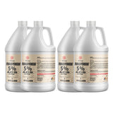 Alliance Chemical 4x1-gallon HDPE bottles of Alliance 5% ACS-grade Hydrogen Peroxide, chemical hazard symbols, and white