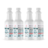 Four 1-quart HDPE jugs of Alliance Chemical Hydrogen Peroxide 5% Technical Grade with white caps and labels.