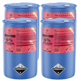 55-gallon drums of 6% Technical Grade Hydrogen Peroxide in HDPE containers safety information, and Alliance Chemical branding