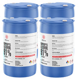 55-gallon blue drums of Alliance Chemical USP-grade 91% Isopropyl Alcohol, flammable liquid warning labels, NFPA diamond