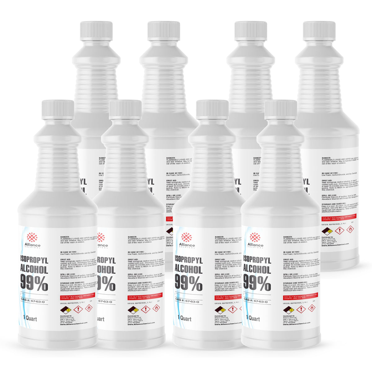 1-quart bottles of 99% Isopropyl Alcohol Alliance Chemical brand