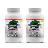 Two plastic bottles of Alliance Chemical Komodo Drain Unklogger with white screw caps and labels featuring a komodo dragon.