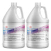 2-gallon methanol ACS reagent grade in white HDPE jugs with flammable/irritant warning symbols, UN1230 classification, and safety data labeling.