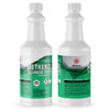 1-quart HDPE bottles of technical-grade methanol from Alliance Chemical, featuring flammability warning symbols and green gradient labeling, CAS 67-56-1.