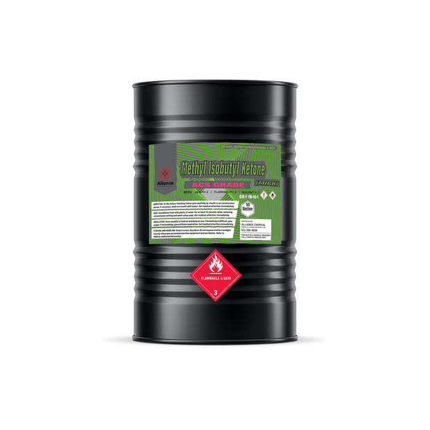 Alliance Chemical 55-gallon black drum of ACS-grade Methyl Isobutyl Ketone (MIBK)