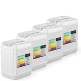 4x5-gallon HDPE containers of mineral spirits with Alliance Chemical labels, hazmat warning symbols, and secure caps