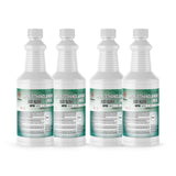 Four 1-quart plastic bottles of Alliance Chemical Monoethanolamine (MEA) ACS Grade with white caps and safety label.