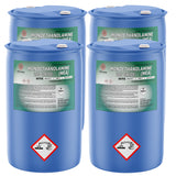 55-gallon blue drums of Monoethanolamine (MEA) ACS Grade with NFPA diamond ratings, and Alliance Chemical branding