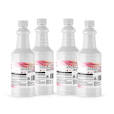 Four 1-quart Alliance Chemical Amyl Acetate plastic bottles with white screw caps and product labels.