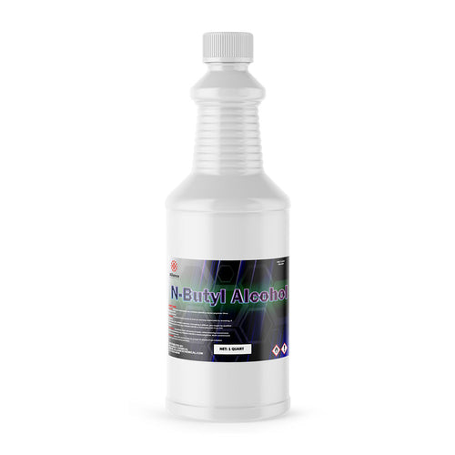 1-quart N-Butyl Alcohol in ribbed HDPE bottle with industrial chemical label, screw cap closure - Alliance Chemical