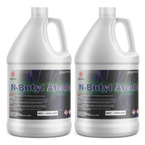 Two 1-gallon HDPE jugs of Alliance Chemical N-Butyl Alcohol with white screw caps, handles, and product labels.