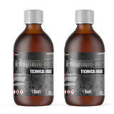 Two 1-quart glass bottles of Alliance Chemical n-Heptane 99% Technical Grade with white screw caps and product labels.