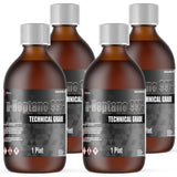 Four 1-pint bottles of Alliance Chemical n-Heptane 99% Technical Grade with labels and white ribbed caps.