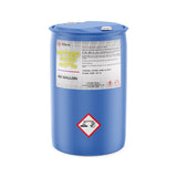 One 55-gallon blue plastic drum of Alliance Chemical Nitric Acid 40% with a white label and two white screw caps
