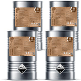 55-gallon steel drums of Nitric Acid 65% ACS Grade with corrosive, Alliance Chemical branding, and safety information