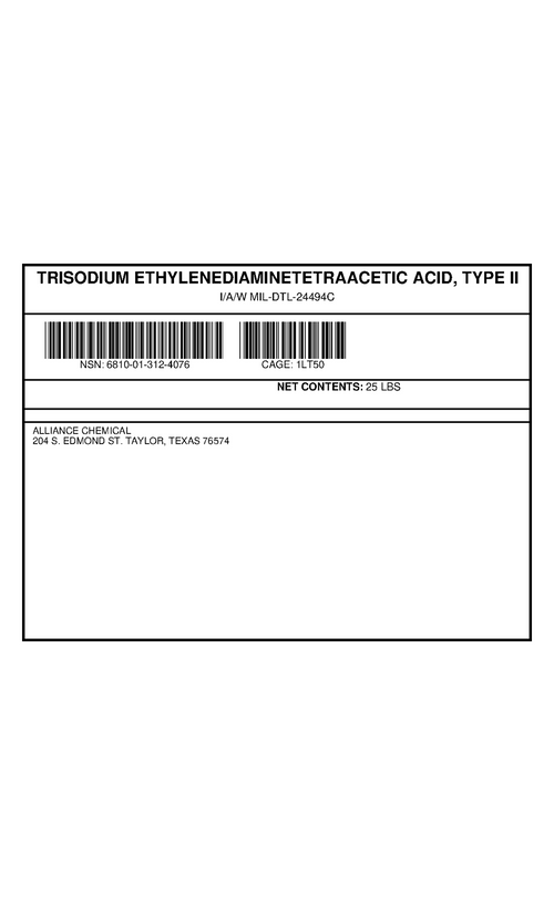 TRISODIUM ETHYLENEDIAMINETETRAACETIC ACID (TYPE II) — NSN 6810-01-312-4076 — government contract label