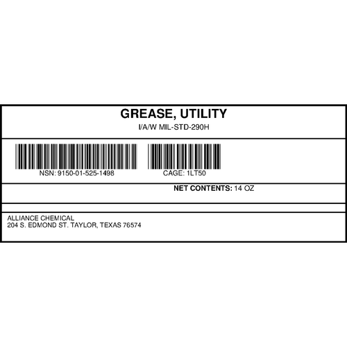 GREASE, UTILITY — NSN 9150-01-525-1498 — government contract label