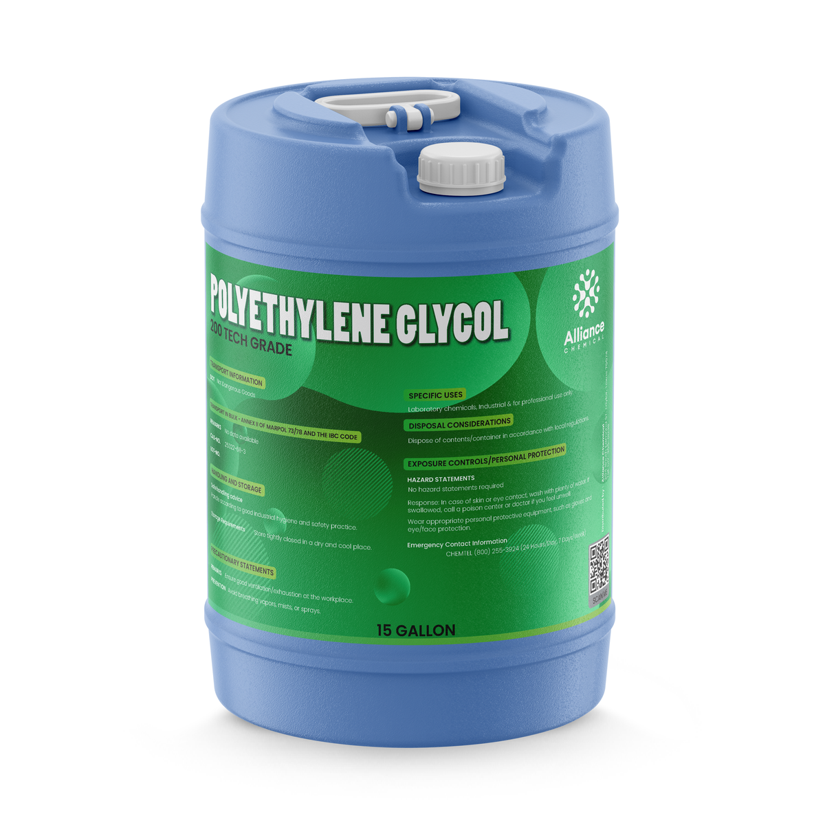 Polyethylene Glycol 200 Technical Grade - 15 Gallon Drum