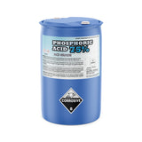 One 55-gallon blue HDPE drum of Alliance Chemical Phosphoric Acid 75% ACS Grade with white caps and product label.