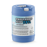Alliance Chemical 15-gallon HDPE jug of Phosphoric Acid 75 ACS Grade with a white screw cap and integrated handle.