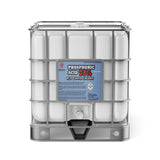 One 330-gallon plastic tote of Alliance Chemical Phosphoric Acid 75% USP Food Grade with a metal cage and a label.