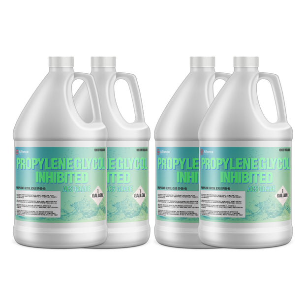 Alliance Chemical 4x1-gallon Alliance Propylene Glycol Inhibited ACS Grade in HDPE containers chemical-grade markings