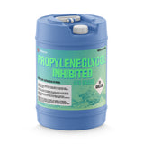 One 15-gallon blue HDPE jug of Alliance Chemical Propylene Glycol Inhibited ACS Grade with a white cap and handle