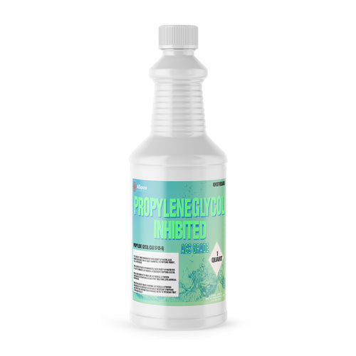 1-quart plastic bottle of Alliance Chemical Propylene Glycol Inhibited ACS Grade with a white cap and product label.