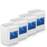 Four 5-gallon HDPE jugs of Alliance Chemical 30% Propylene Glycol Technical Grade with labels and handles.