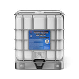 Alliance Chemical Propylene Glycol Technical Grade 330-gallon plastic tote tank with a silver metal cage and a white cap.