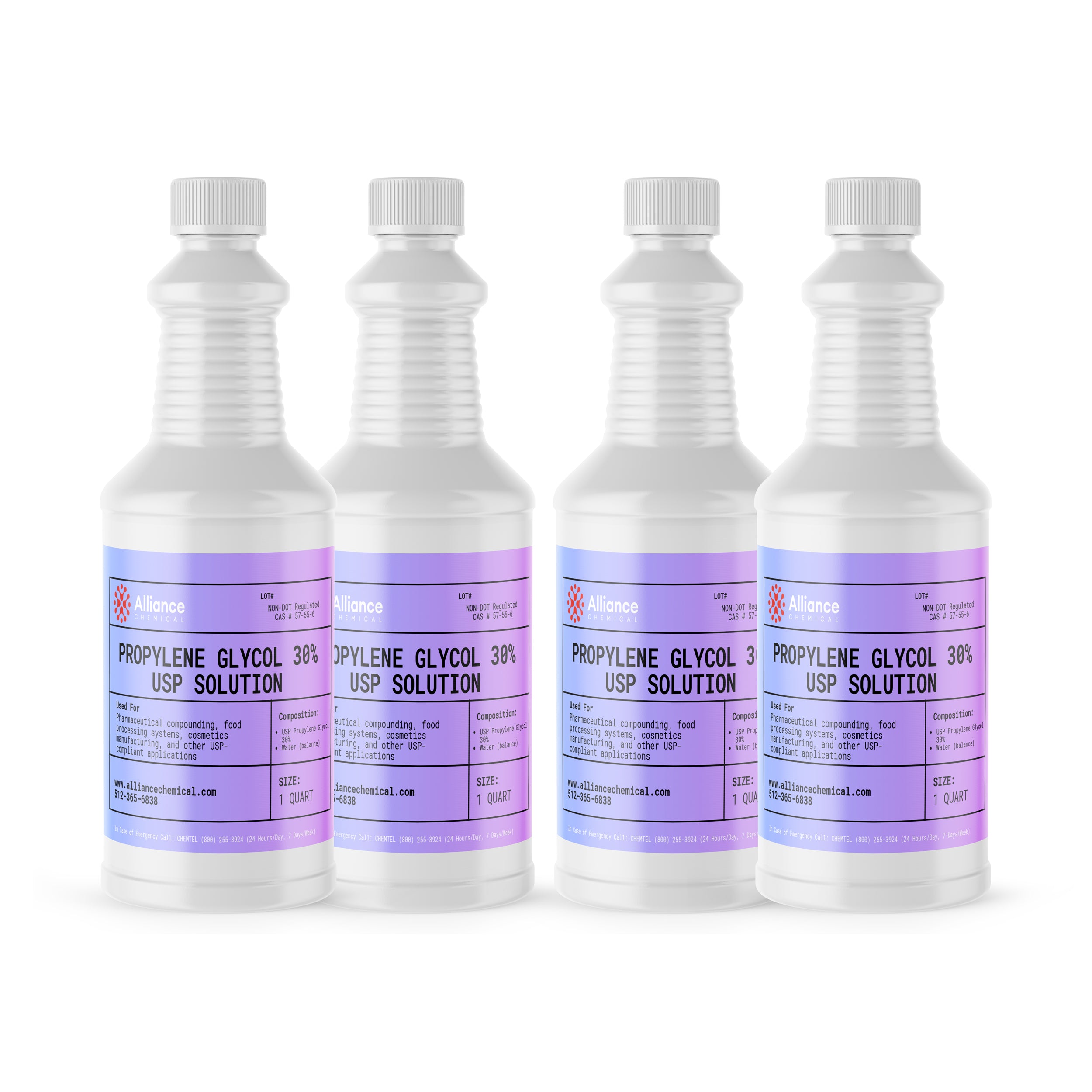Alliance Chemical propylene glycol USP grade 30% in clear 1-quart plastic bottle with white cap