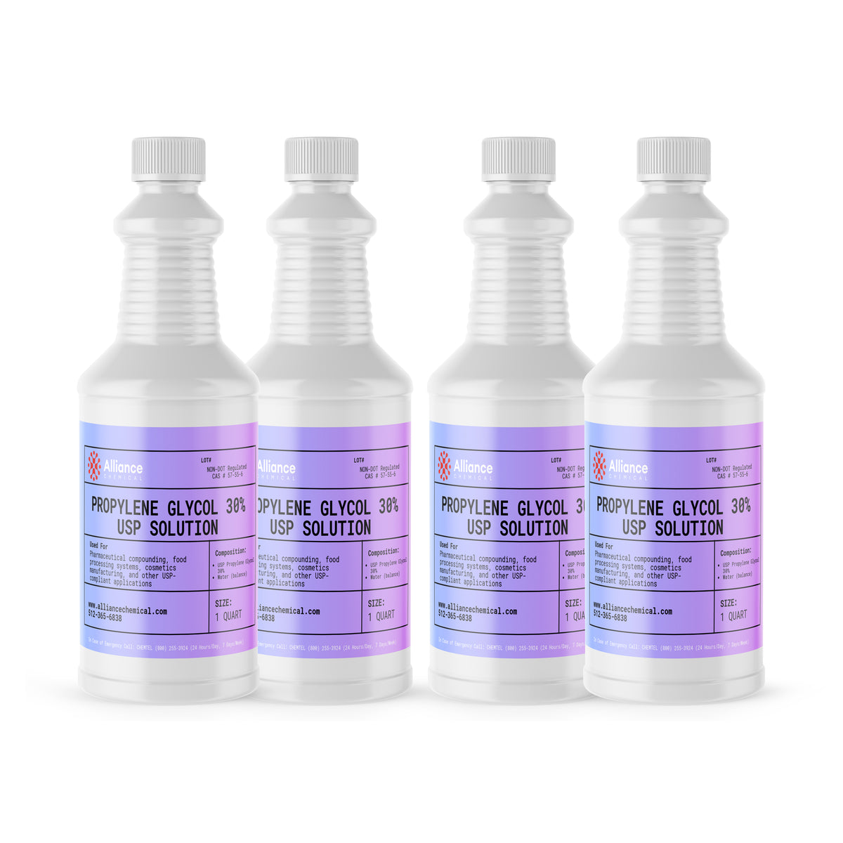 Alliance Chemical propylene glycol USP grade 30% in clear 1-quart plastic bottle with white cap