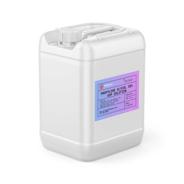 Alliance Chemical 30% propylene glycol USP grade in white 5-gallon plastic pail with spout cap