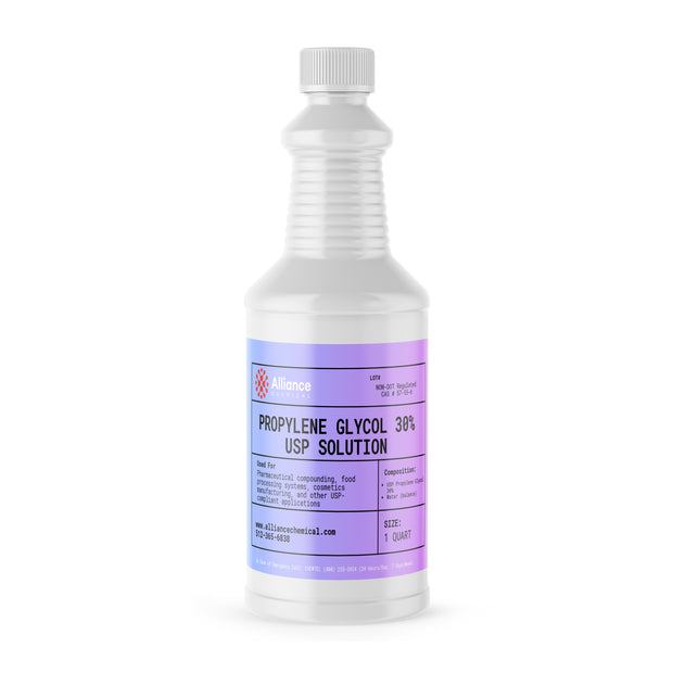 Alliance Chemical 30% propylene glycol USP grade in clear 1 quart plastic bottle with white cap