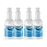 Four 1-quart Alliance Chemical Propylene Glycol USP Grade poly bottles with white screw caps and product label.