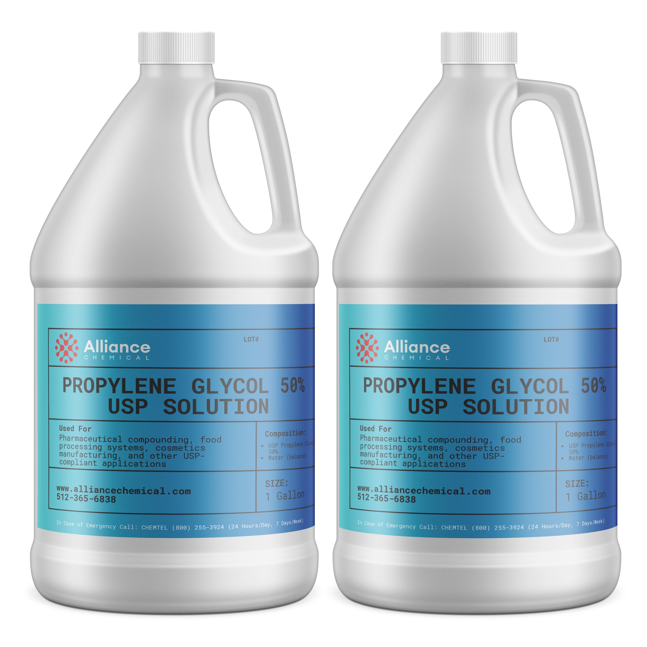 Alliance Chemical propylene glycol 40% USP grade in two 1-gallon HDPE jugs with handle