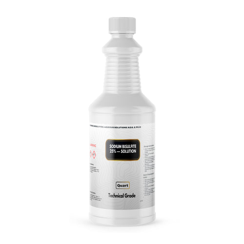 Alliance Chemical 1-Quart HDPE jug of Sodium Bisulfite 25% Solution – Technical Grade with white cap and label