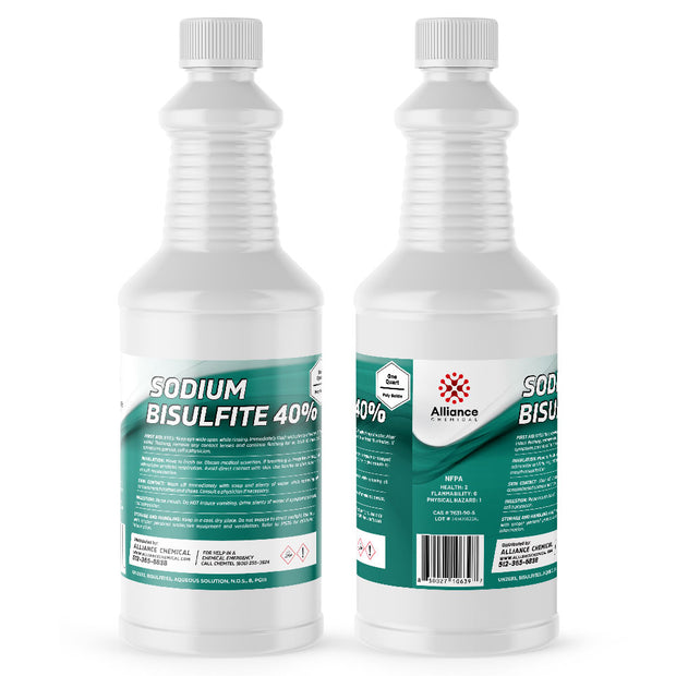 1-quart HDPE bottle of Sodium Bisulfite 40% solution by Alliance Chemical