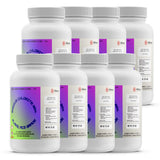 Seven 2-lb bottles of Alliance Chemical Sodium Chlorite Flakes 80% - ACS Grade with white caps and product labels