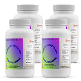 Four Alliance Chemical Sodium Chlorite Flakes 80% ACS Grade bottles with white plastic screw cap and labels.